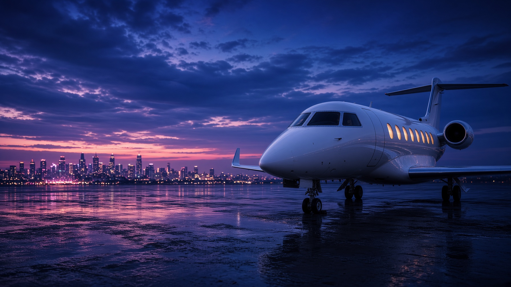 Aircraft on the ground at dusk